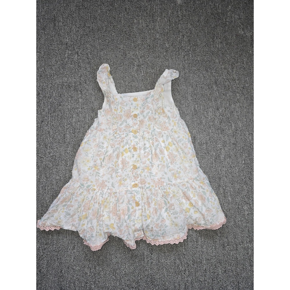 Girls pink floral tiered ruffle Shabby Chic boho summer dress COTTAGEC size 24M
